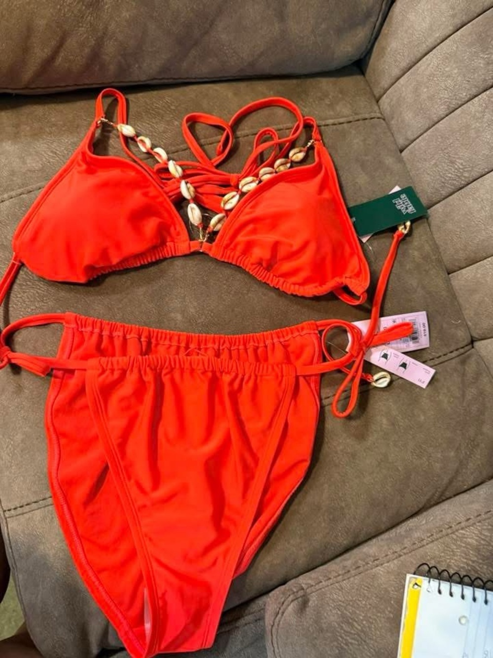wild fable Red Shell-Accent Triangle Bikini